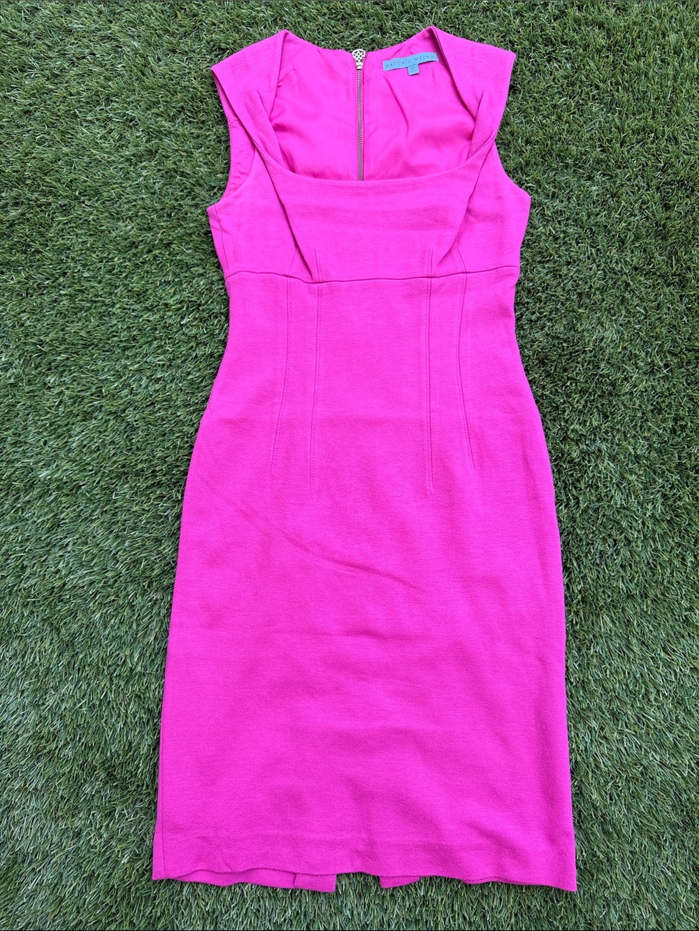 ANTONIO MELANI Hot Pink Midi Sheath Dress